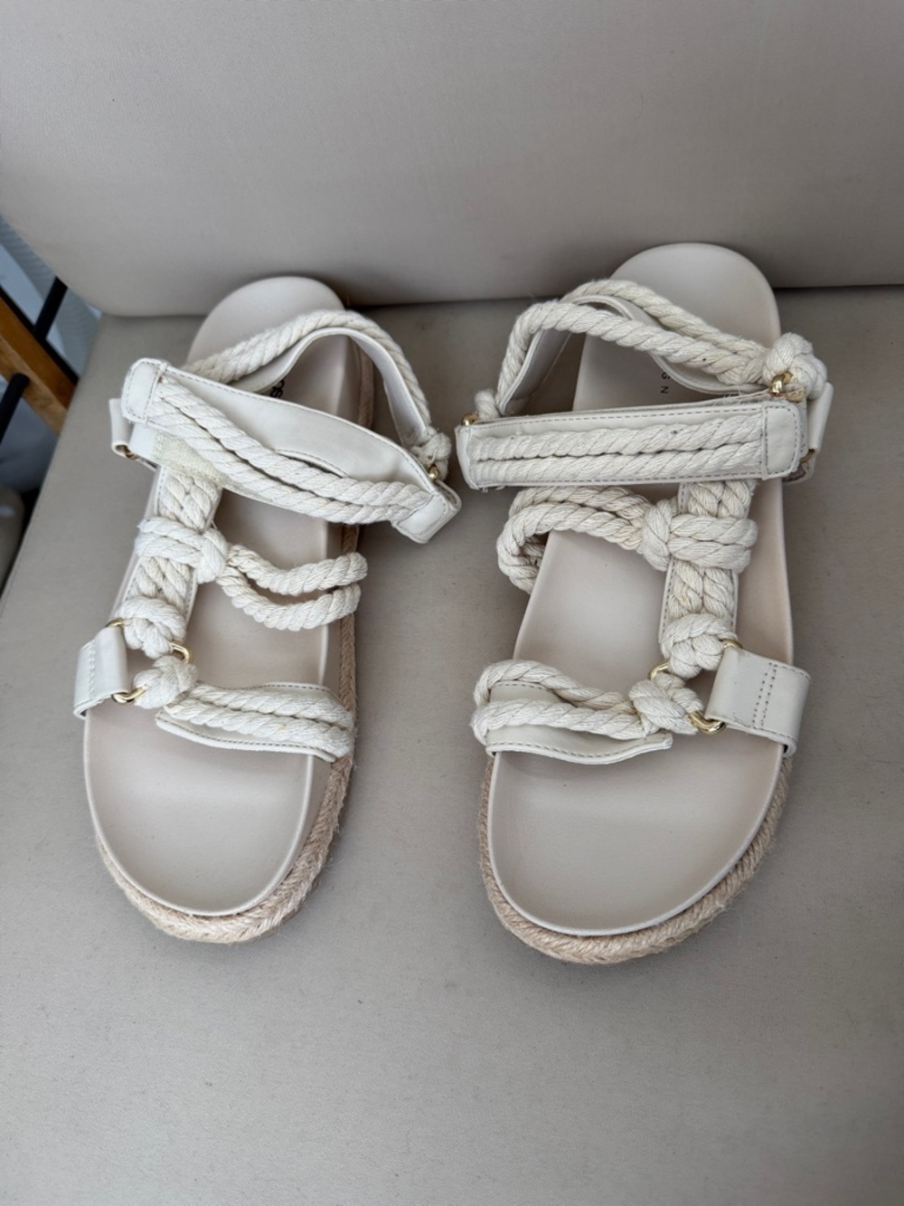 ASOS Cream Braided Rope Strap Sandals